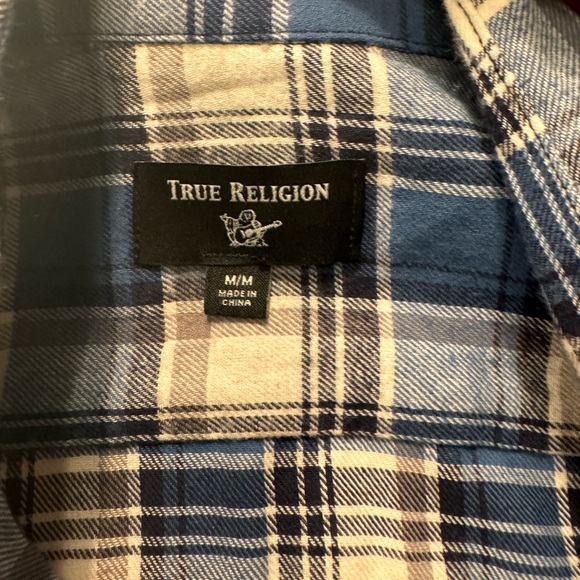 True religion brand jeans distressed flannel button down shirt - Picture 4 of 12
